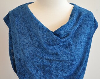 Blue 70's Cowl Neck Dress