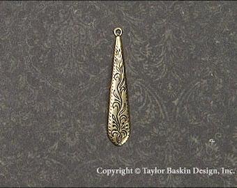 Antiqued Polished Brass Bohemian Victorian Delicate Detail Jewelry Earring or Pendant Jewelry Drop (item 1148 AG) - 6 Pieces