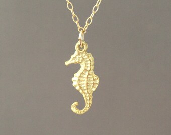 Gold Seahorse Necklace also in Silver