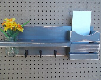 Grey Mail Organizer/Mason Jar Wall Holder/Kitchen Decor/Office Decor