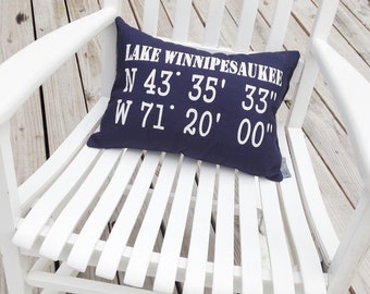 GPS Coordinates Pillow - latitude longitude pillow, coordinates gift, personalized coordinates, latitude longitude gift, nautical pillow