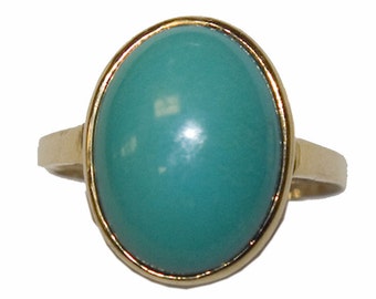 Estate Turquoise 18K Gold Ring