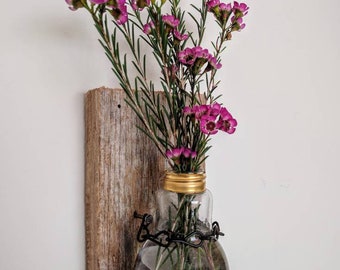 Rustic Mounted Lightbulb Vase with Metal Chain on Drift Rood