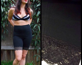 XL Cotton Bike Shorts size Extra Large with BLACK lace trim 16 18 20