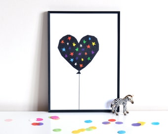 Rainbow Stars Balloon Print