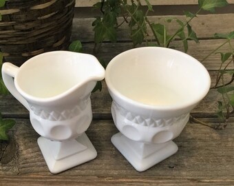 Milk glass Creamer and Sugar Set