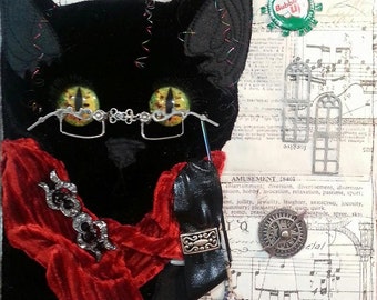 Times Square Traveller Kitteh Steampunk Assemblage