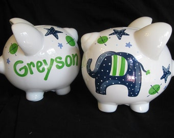 piggy bank hand painted personalized jumbo the elephant