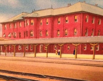 ON SALE Rocky Mount North Carolina NC Atlantic Coast Line Depot Railroad Railway Train 1930's Vintage Old Antique Postcard
