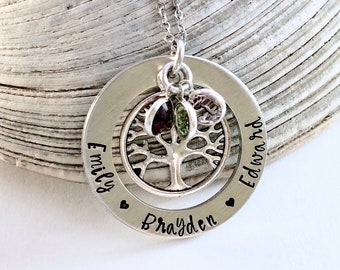 Personalized mom necklace-hand stamped jewelry- grandma- necklace- name necklace- kids name necklace- grandchildren jewelry- Mother's Day