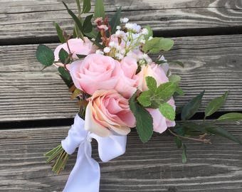 Bridal bouquet, wedding bouquet, silk flower bouquet, blush roses