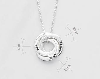 Dainty mother necklace • Circle of love necklace • Children's names necklace • Mother jewelry • Gift for mom • Mother of 3 CMN06-08