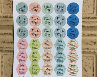 F*ck Off and Not Today B*tches Planner Stickers