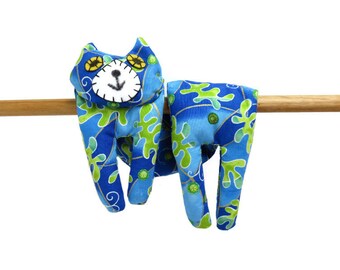 Flat Cat, Hot Cold Rice Bag, Microwave Neck Wrap, Rice Heating Pad, Hot Cold Therapy Pack, Blue Green White Gold Leaves #2