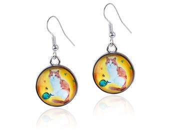 Cat Earrings - From My painting, Paw in the Paint - Yes, Salvador Really Does Paint!