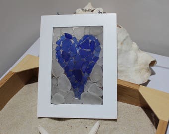 Sea Glass Mosaic - Blue Heart
