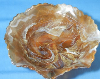 8 1/2" Imperial Caramel Slag Glass Wind Mill Bowl