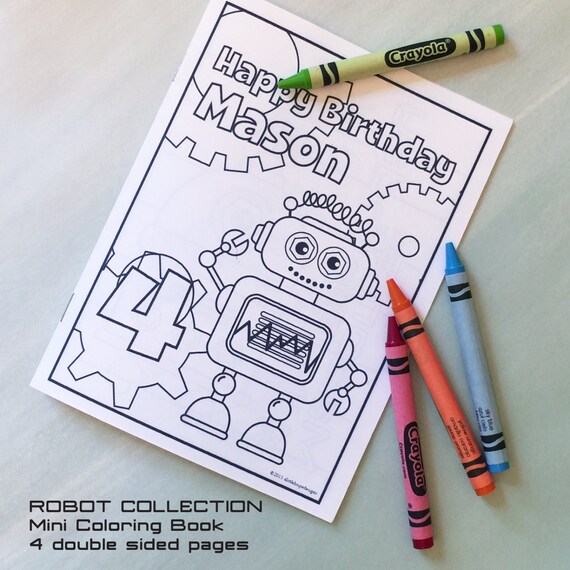 Coloring Book Robot Party Mini Coloring Book Personalized Coloring Book Robot Party Mini Coloring Book Personalized