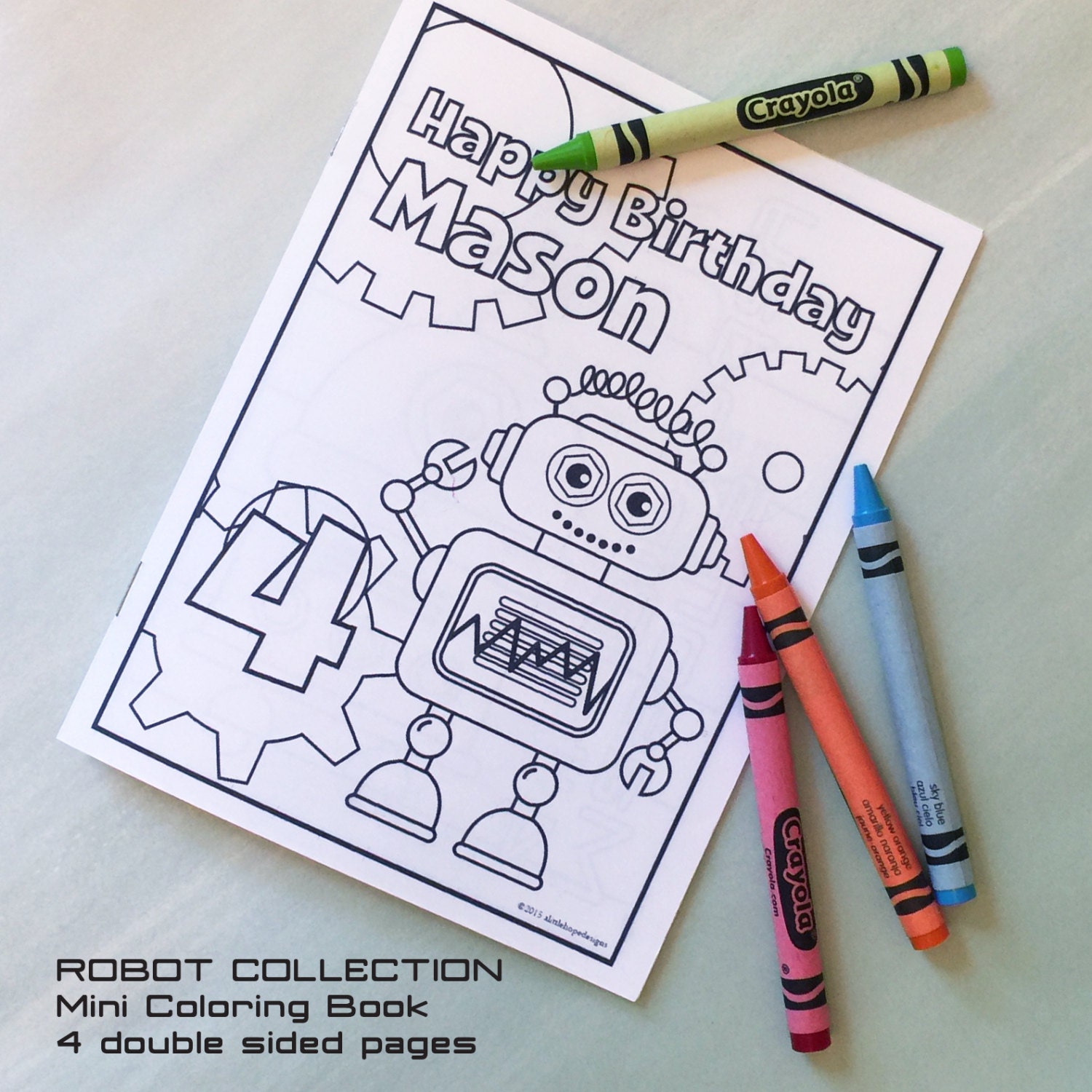 Download Coloring Book Robot Party Mini Coloring Book Personalized