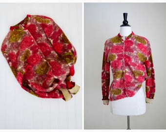 Romantic Rose cardigan | vintage 1960s mohair sweater | wool 60s cardigan