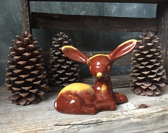 Blue Mountain Pottery Deer: Vintage BMP Canadian Pottery, Deer Fawn Figurine, Art Drip Glaze Figurine, Canadian Collectible Pottery