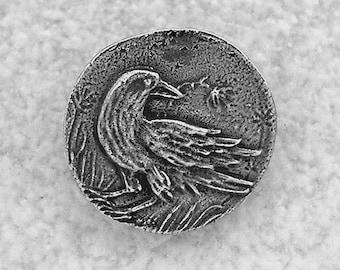 Green Girl Studios Large Raven Pewter Button