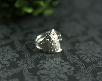 Sea Urchin Ring, sea urchin jewelry, sealife jewelry, sealife ring, women silver ring, adjustable ring, open ring, hammered silver ring