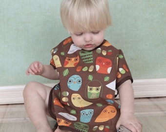 Toddler bib, owl toddler bib, long sleeve bib, MightyBib, Bapron, birthday, smash cake, large bib, clothing cover, reversible, absorbant