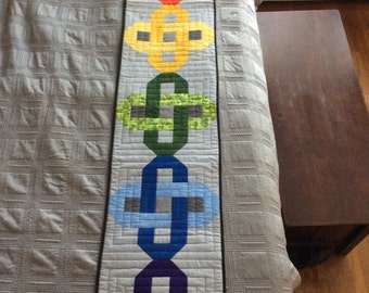 Rainbow Links Quilted Bed Runner