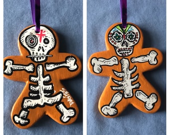 Day of the Dead Skeleton Gingerbread Man Ornament 1
