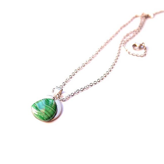 Natural Malachite Jewelry, Gemstone Necklace, Pendant Cabochon, Healing Crystals, Malachite Gift for Her