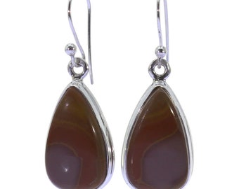Mookaite Earrings, 925 Sterling Silver, Unique only 1 piece available! color brown, weight 4.9g, #37296