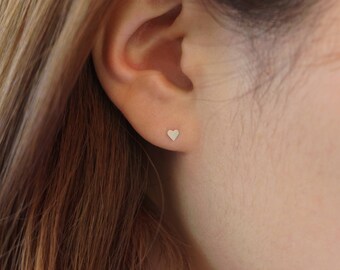 Sterling Silver Earrings, Silver Studs, Tiny Heart Earrigns, Small Heart Earrings, Silver Heart Earrings, Dainty Silver Earrings, Tiny Studs