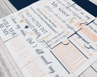 Will you be my Bridesmaid, Maid of Honor, Matron of Honor, Flower Girl, Etc Puzzle Card