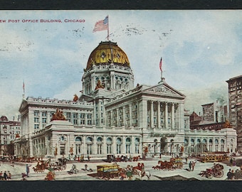 Chicago, Illinois Postcard - Vintage Color Postcard of the new Post Office Building