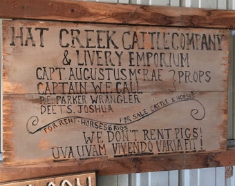 Lonesome Dove Hat Creek Sign