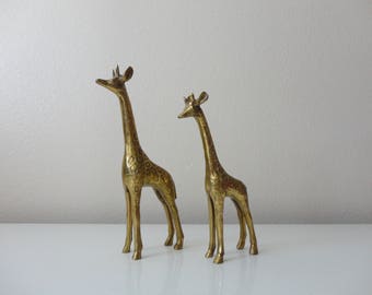VINTAGE pair of BRASS GIRAFFES