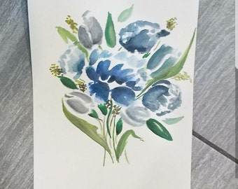 9x12 in Watercolor painting, original print, watercolor flowers
