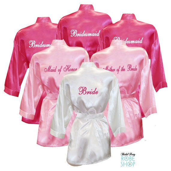 bride and bridesmaid satin robes