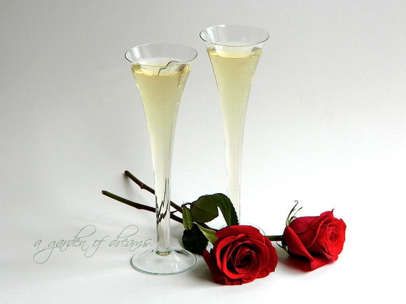 pair of large 10 champagne flutes romantic tall hollow