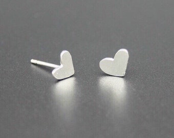 Heart Silver Stud Earrings, Heart Earrings, Little Heart Studs, Heart Stud Earrings, Sterling Silver Heart Stud Earrings, Heart Studs