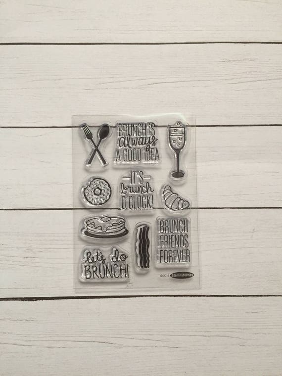 10 Piece Brunch Clear Stamps. Clear Stamps for Planning/Scrapbooking. Brunch Planner Clips. Donut Stamp. Brunch Stamp