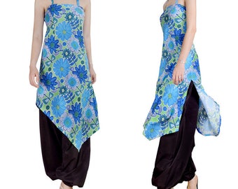 Bustier (M84) printed cotton long tunic dress
