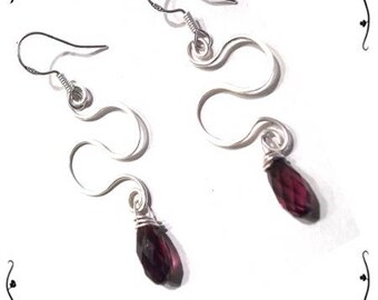 Earrings Silver 925/1000 and plum Crystal