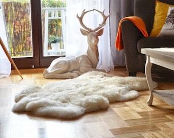 Giant Sheepskin. Fur rug. White rug. Sheepskin Rug. Long hair. Chair covers. Beautiful and cozy rugs. Shaggy. White Bed Throw. Gift.