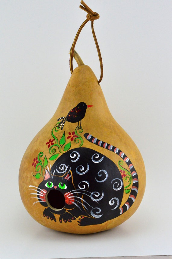 Gourd Birdhouse Cat Birdhouse Painted Gourd Bird lovers