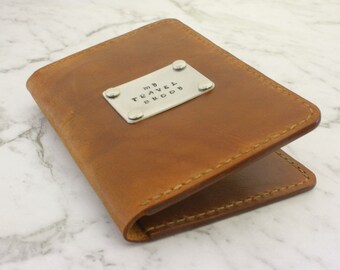 Leather Passport Wallet, Passport Sleeve, Passport & Card Holder, Metal and Leather Passport Wallet, Can Be Personalised, Handmade
