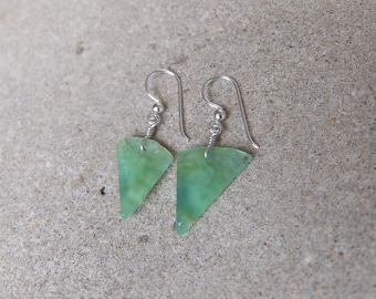 Organic Chrysoprase Earrings - translucent green Chrysoprase jewelry - Australian gem stone jewelry