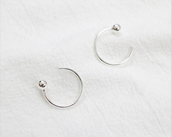 Staple Bar Hugging Hoops Sterling Silver Hug Earrings Ear