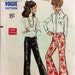 1960s hipster pants or flares Vogue 7627 Uncut vintage sewing pattern Waist 25.5 Hip 36 Retro 60s groovy hippie boho trousers